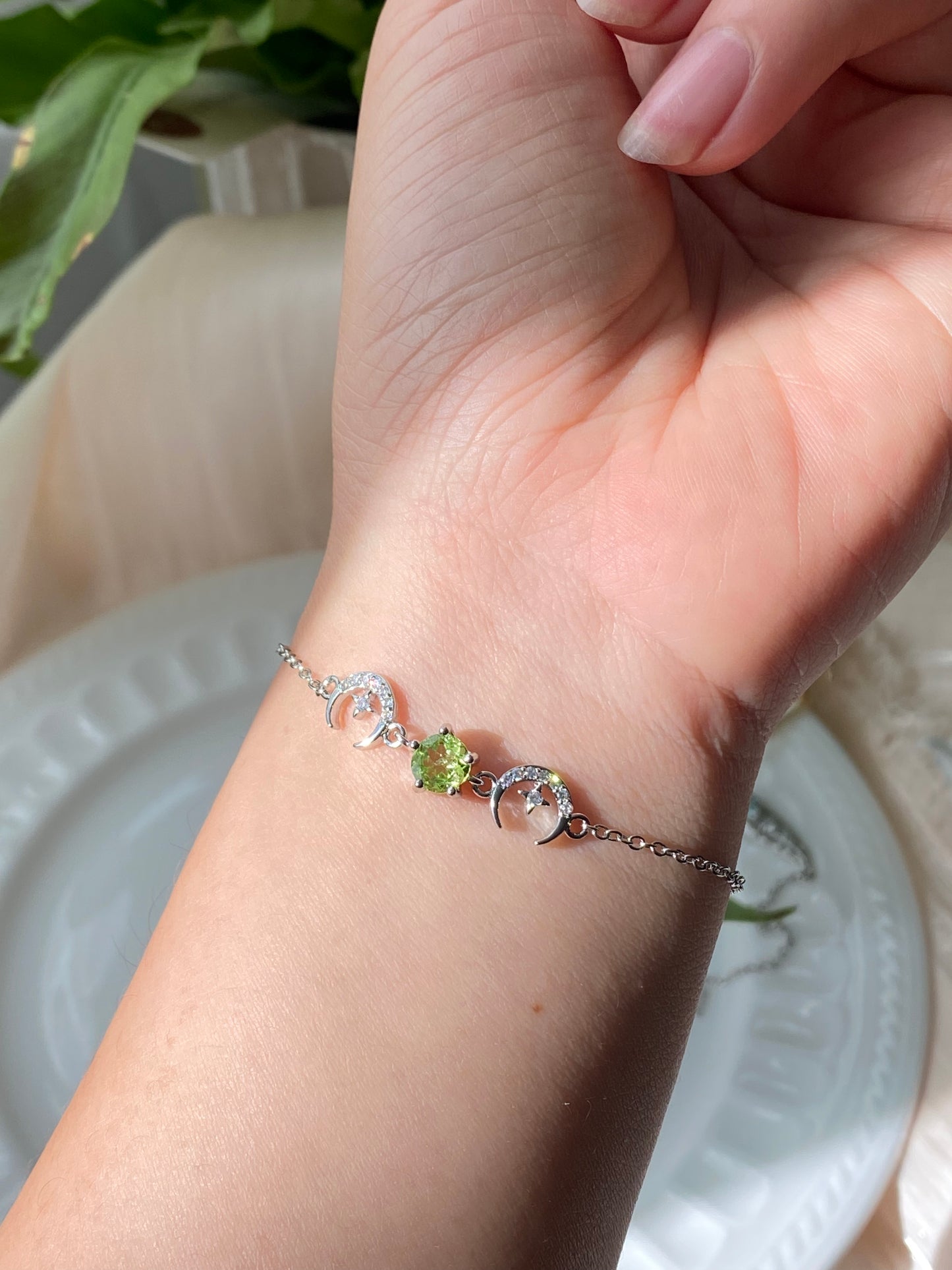 Natural prehnite bow shape moon and star topaz feather bracelet,friendship gift,holiday gift ,gift for her