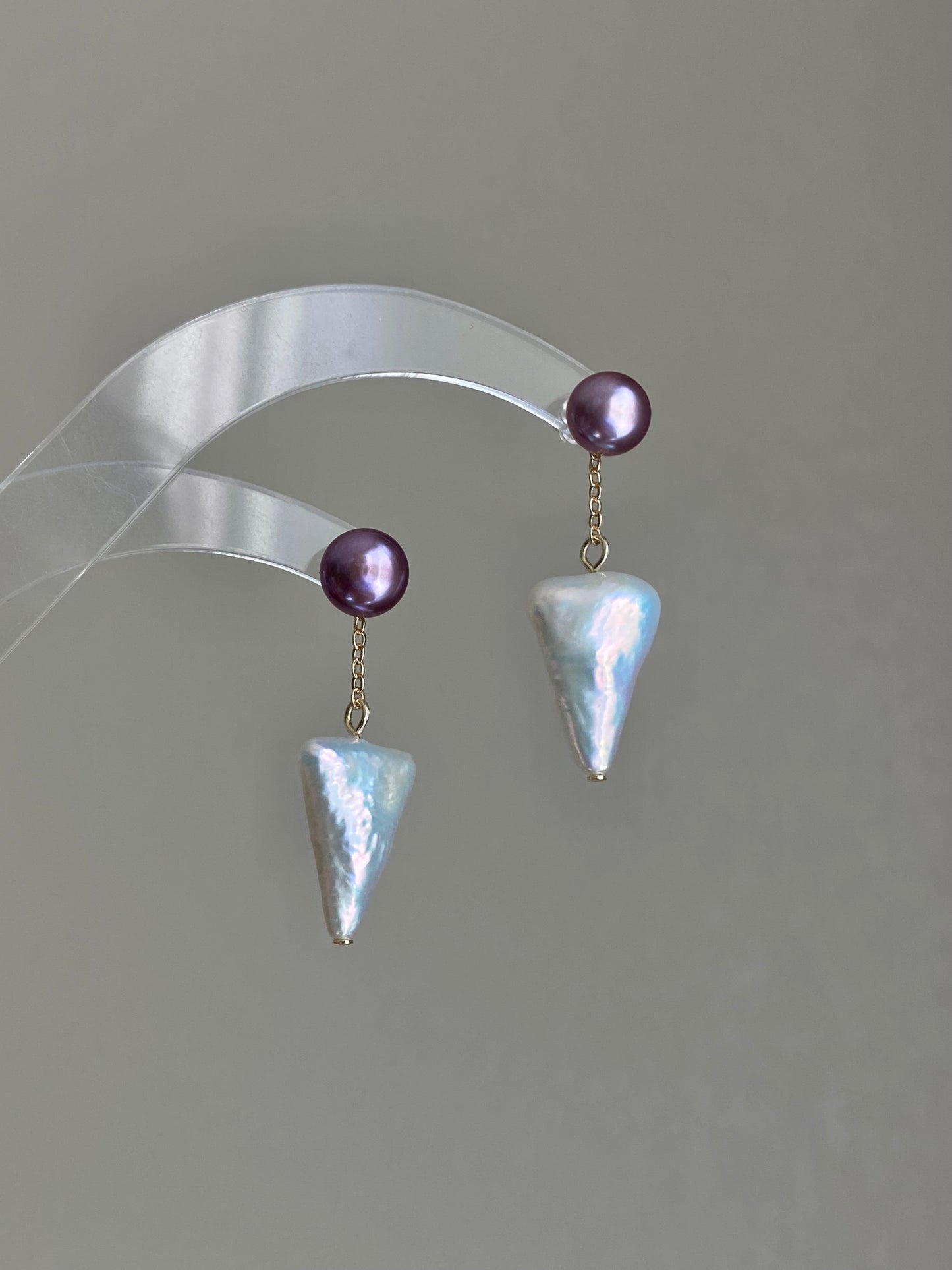 Convertible Pearl Drop Earrings – 3-in-1 Baroque pearl Triangle Earrings – Front Back Stud Earrings – Gift for Her, Bridesmaid, Minimalist Jewelry