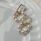 Handmade freshwater circle apricots pearls U-Link Hoops Earring, Gifts for Her