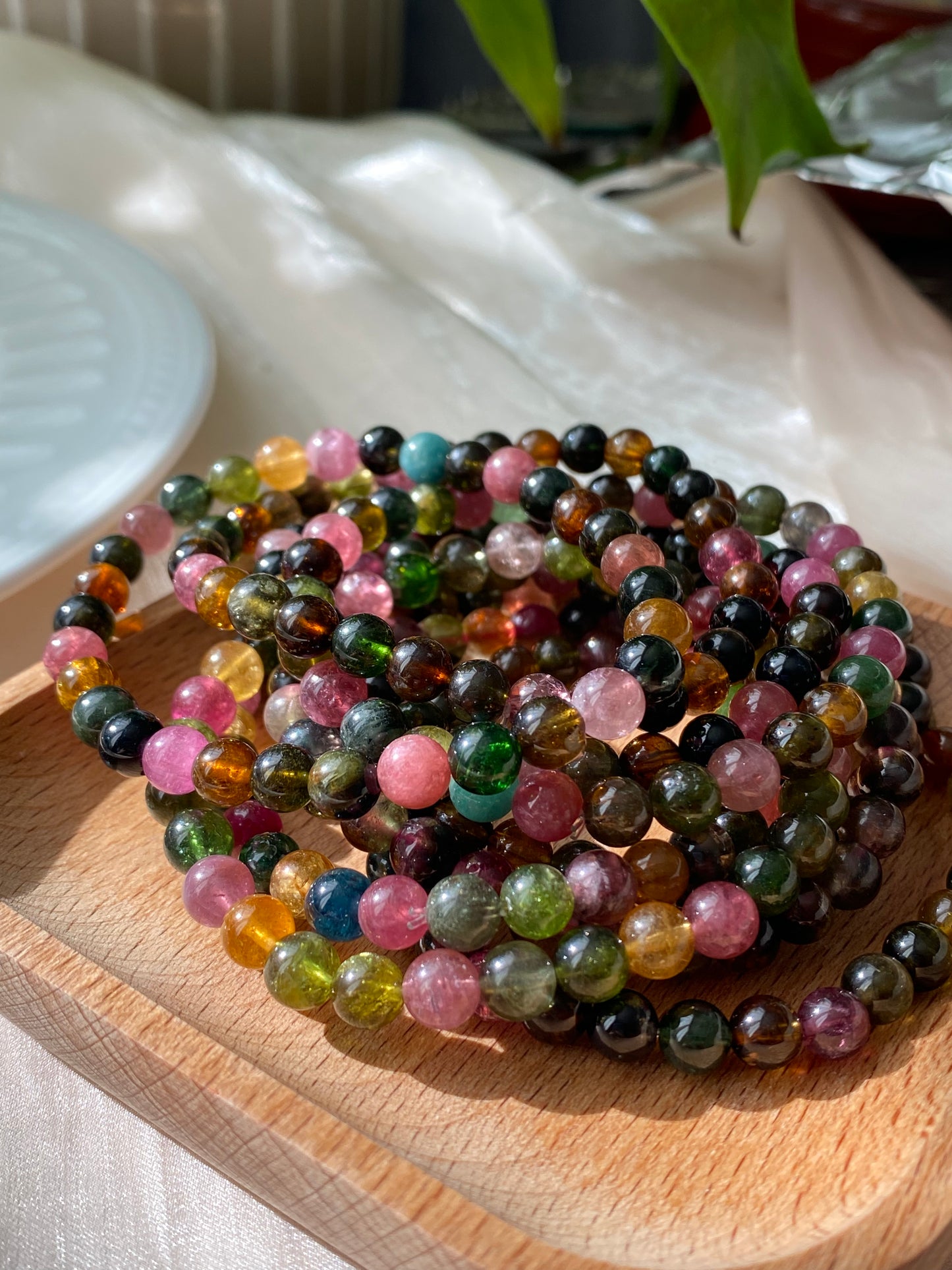 AAAAA Grade Natural Rainbow Candy Tourmaline，watermelon Tourmaline,peace happy bead bracelet 5-6mm,gift for her