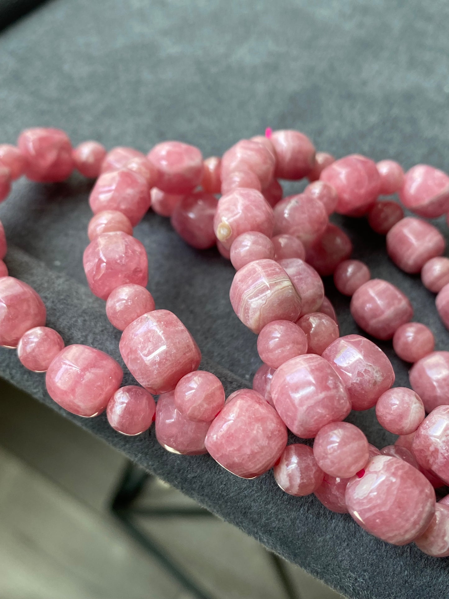 Natural High Grade Rhodochrosite, Faceted Barrel Shape,Pork Belly , Stretchy BraceletGift for loverDiamond Shine-bootsing &Balancing