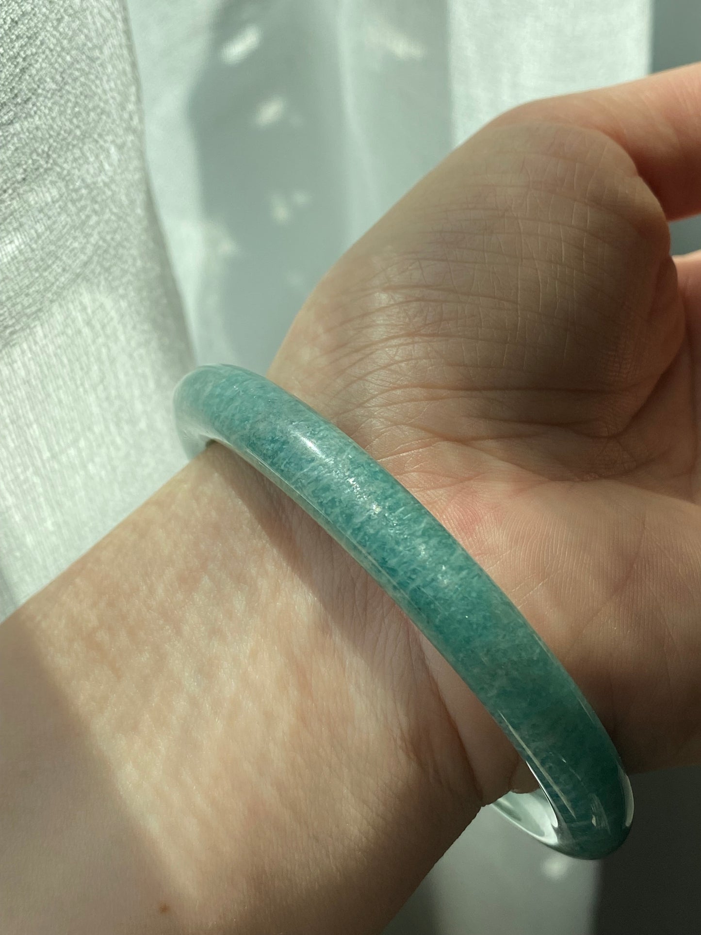 Amazonite Crystal Bracelet bangle with Natural Sparkles – Anxiety Relief, Confidence Boost, Healing Stone Jewelry