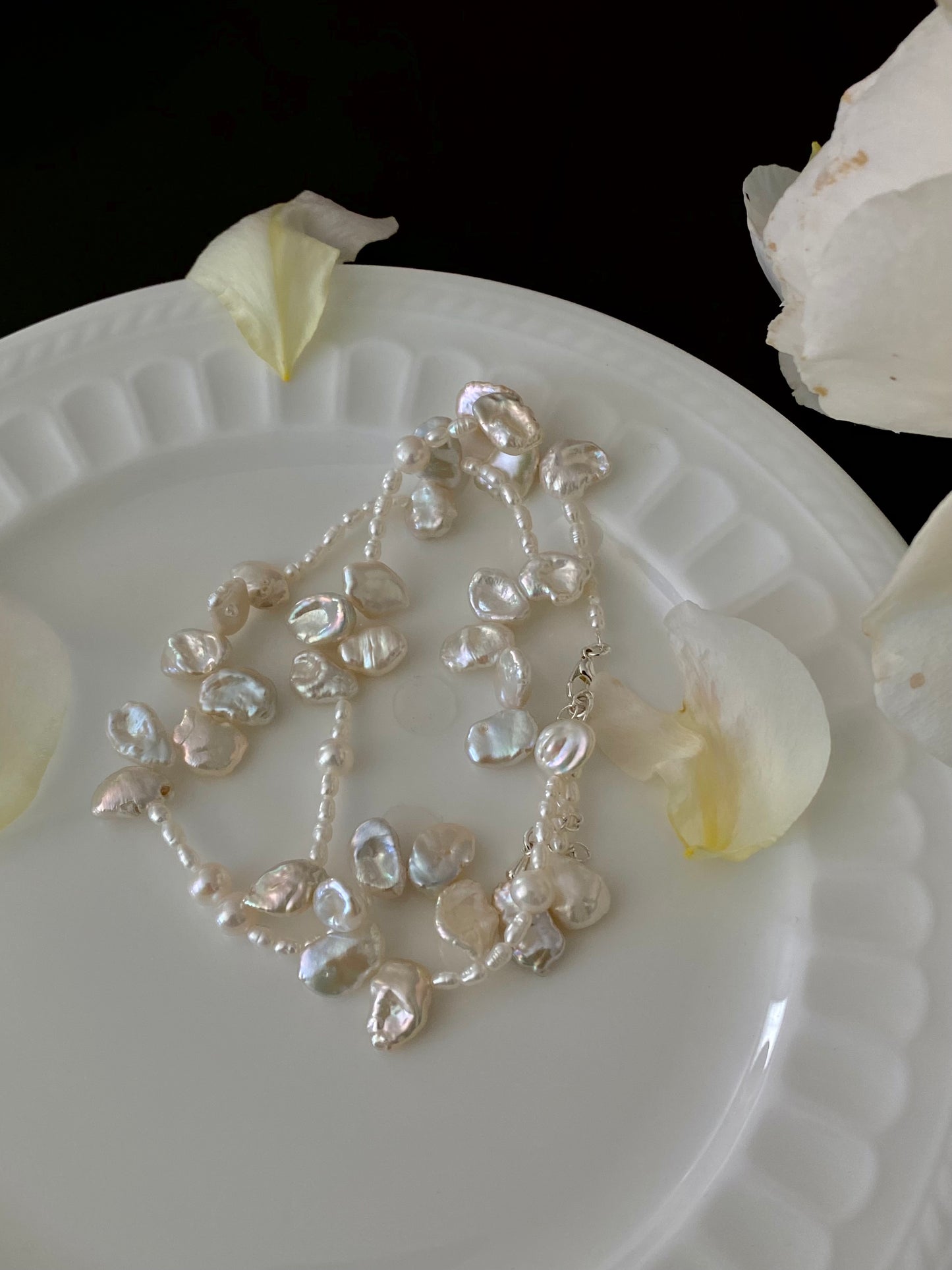 Adjustable Petal Flower Pearl Necklace: Perfect for Daily Wear and Weddings-Handmade specail gift