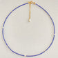 Unique found 1mm Lapis Lazuli  Tiny Pearl Choker Necklace Dainty Minimalist Beaded Necklace  Dainty Layering Necklace ultra thin choker