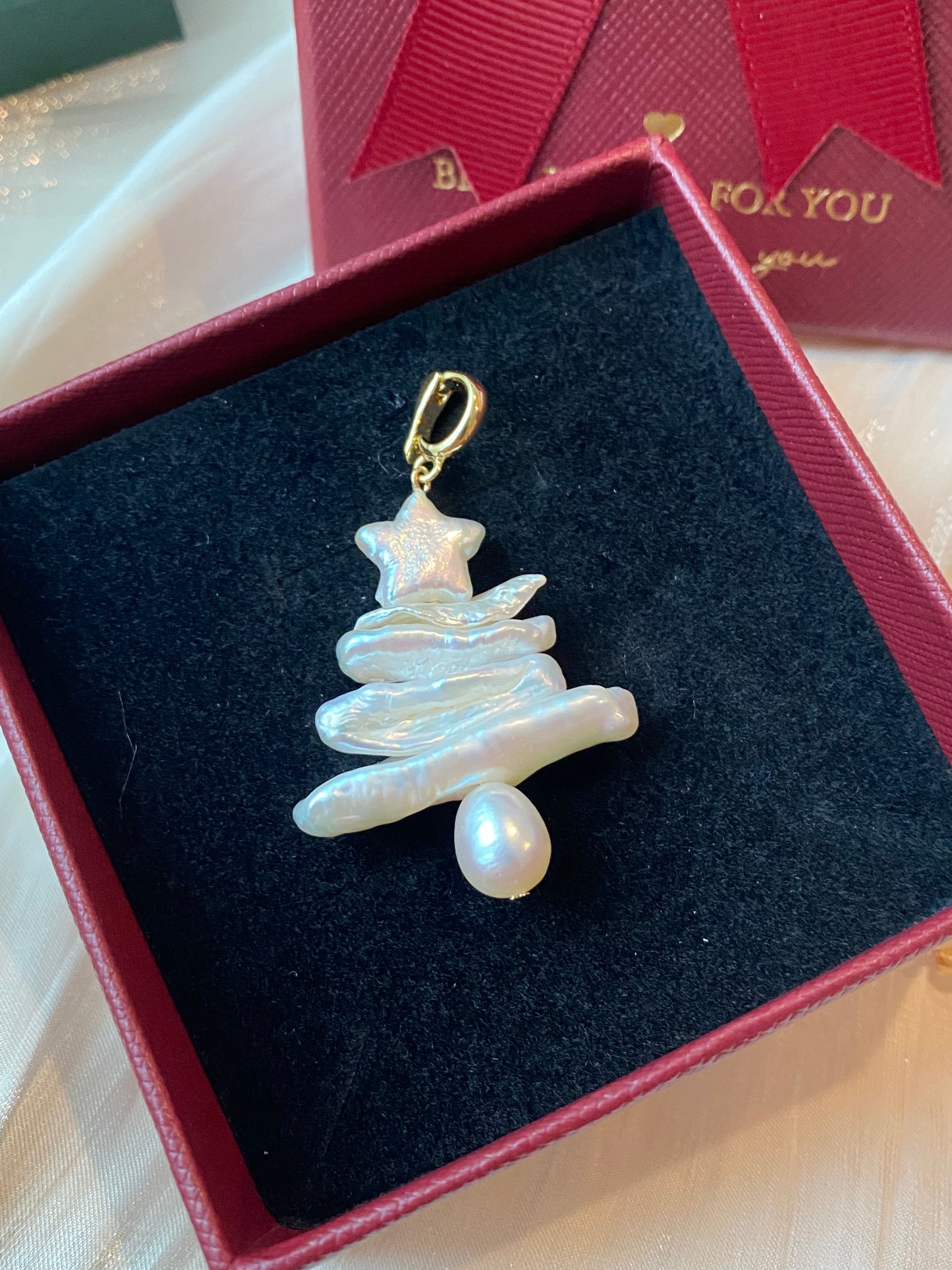 Rare found handmade natural baroque pearls christmas tree removable pendant,holiday gift