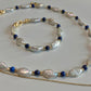 Porcelain Harmony: Unisex Gold-Set lapis lazuli & Pearl Jewelry Inspired by Ancient Art