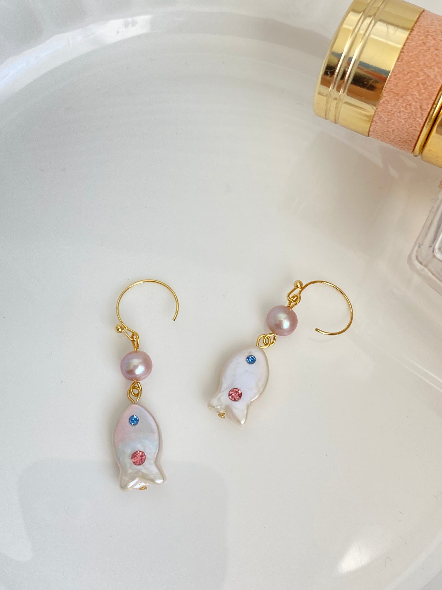 Unique Baroque Pearl Earrings with Zircon Earring  Rocky Fish Dangle Earring Elegant Dainty Pearl Earrings Gift Friendship gift