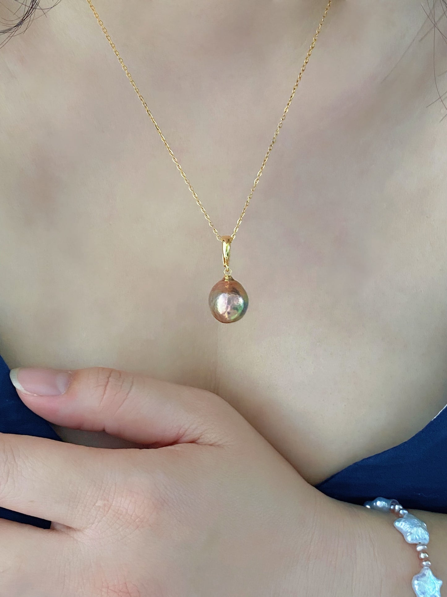 Removable Baroque Pearl Drop Choker – Handmade Freshwater Pearl Necklace