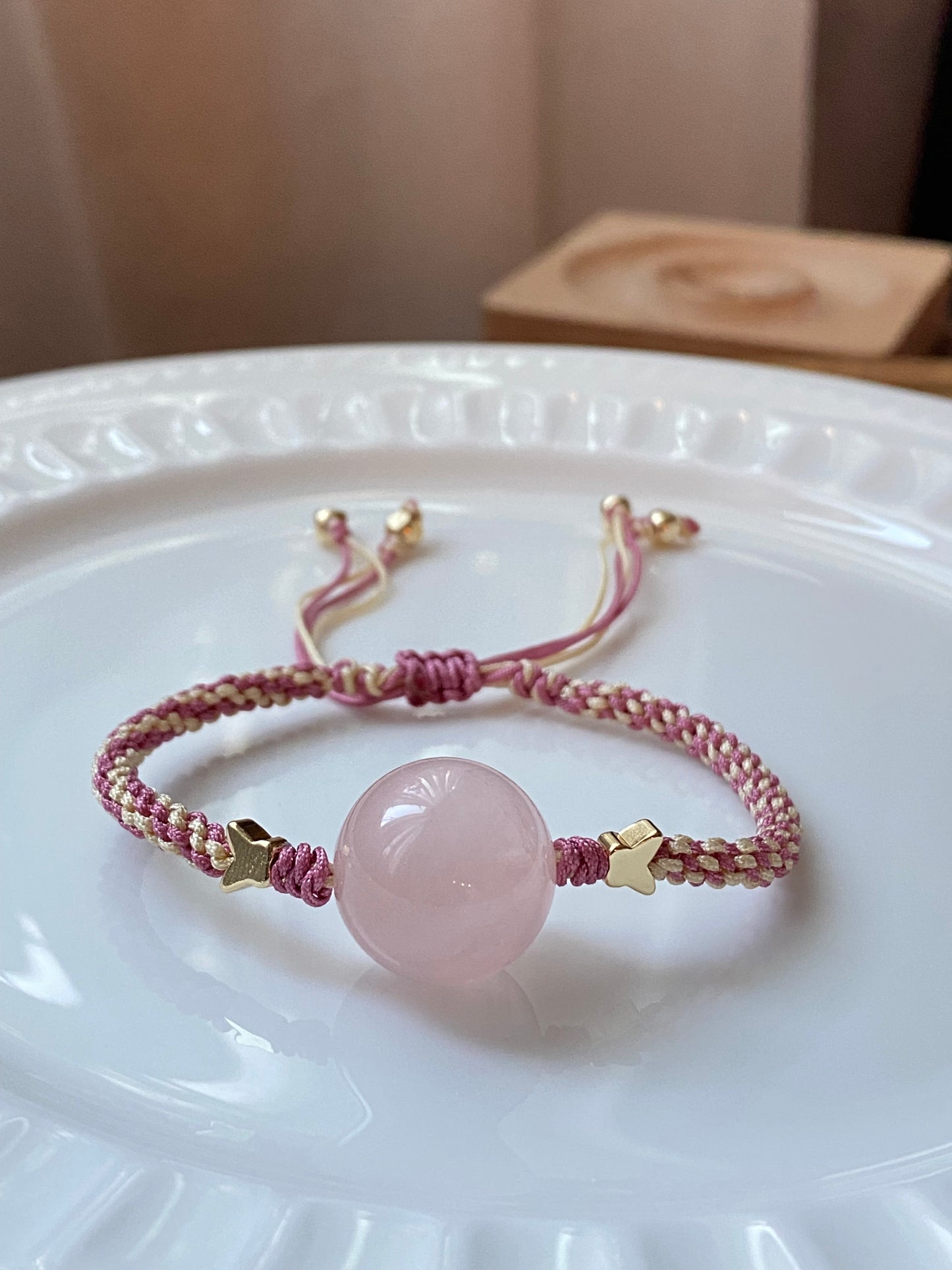 Natural Rose quartz Adjustable bracelet for Love gift for her Valentine's Day gift  present full of love and blessings