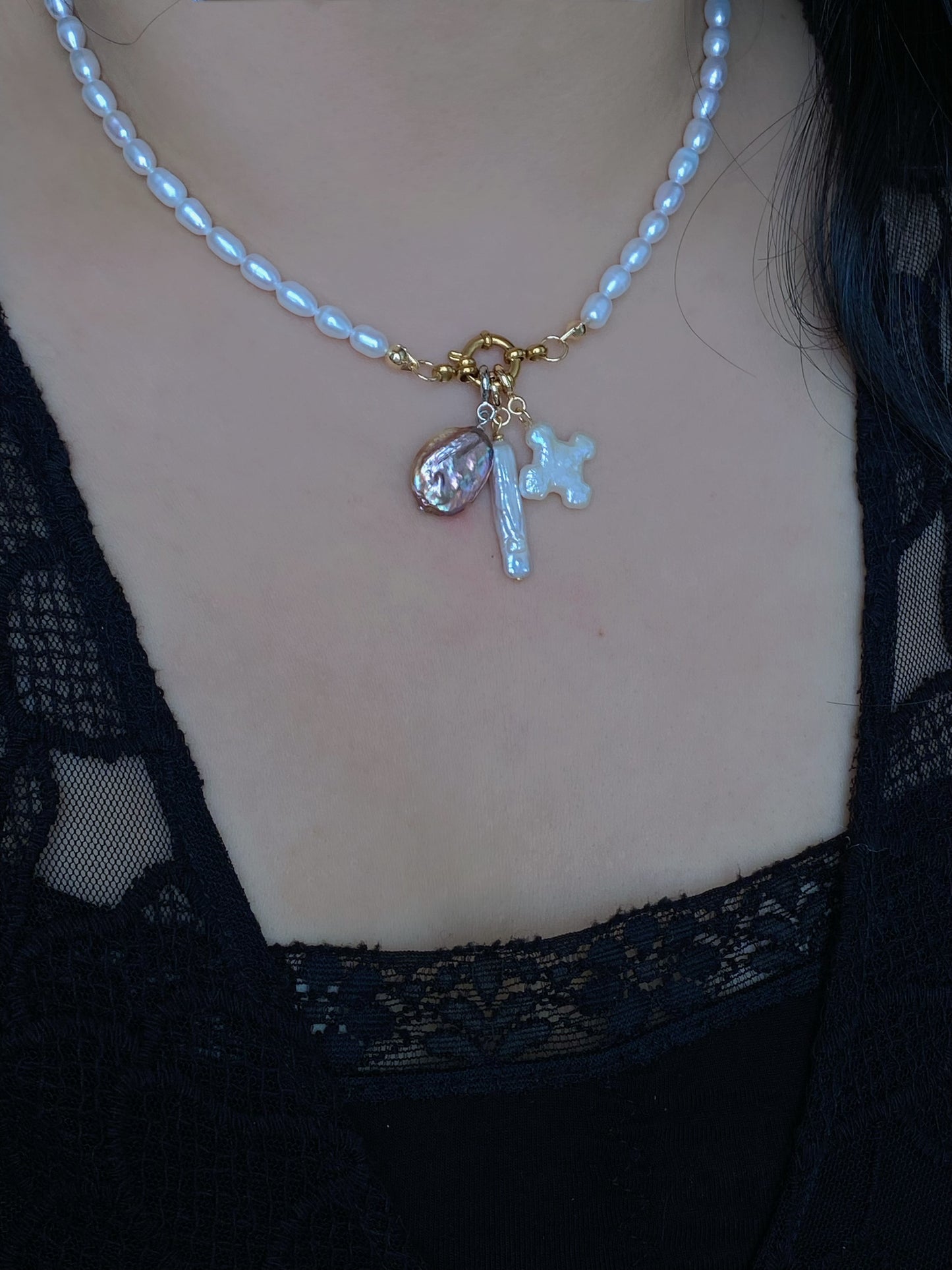 Custom Pearl Charm Necklace  Interchangeable Handmade Baroque Pearl Pendants Multi-Use Charms for Necklace, Bracelet, Anklet, Hair Clip