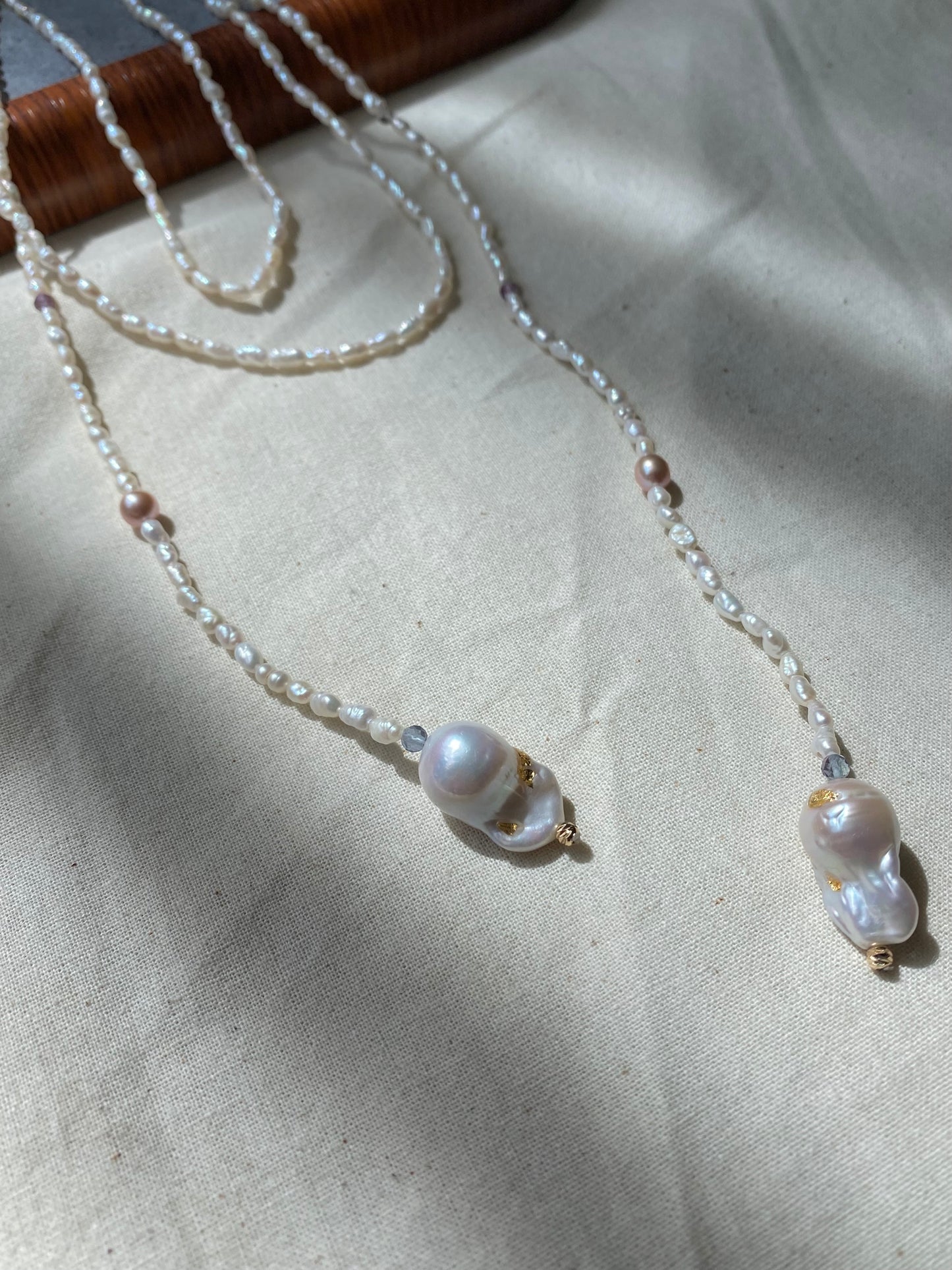 Handmade Freshwater Baroque Pearl Long Necklace 47" Multi-Way Wrap Lariat Pearl Necklace