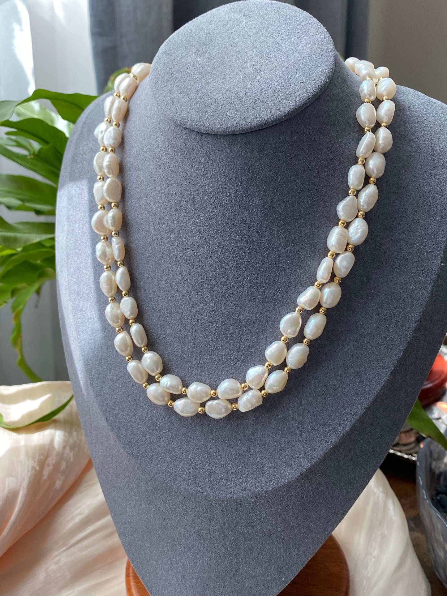 Freshwater pearls nugget with 14k gold filled multiple use long necklace,gift for her ,christmas gift