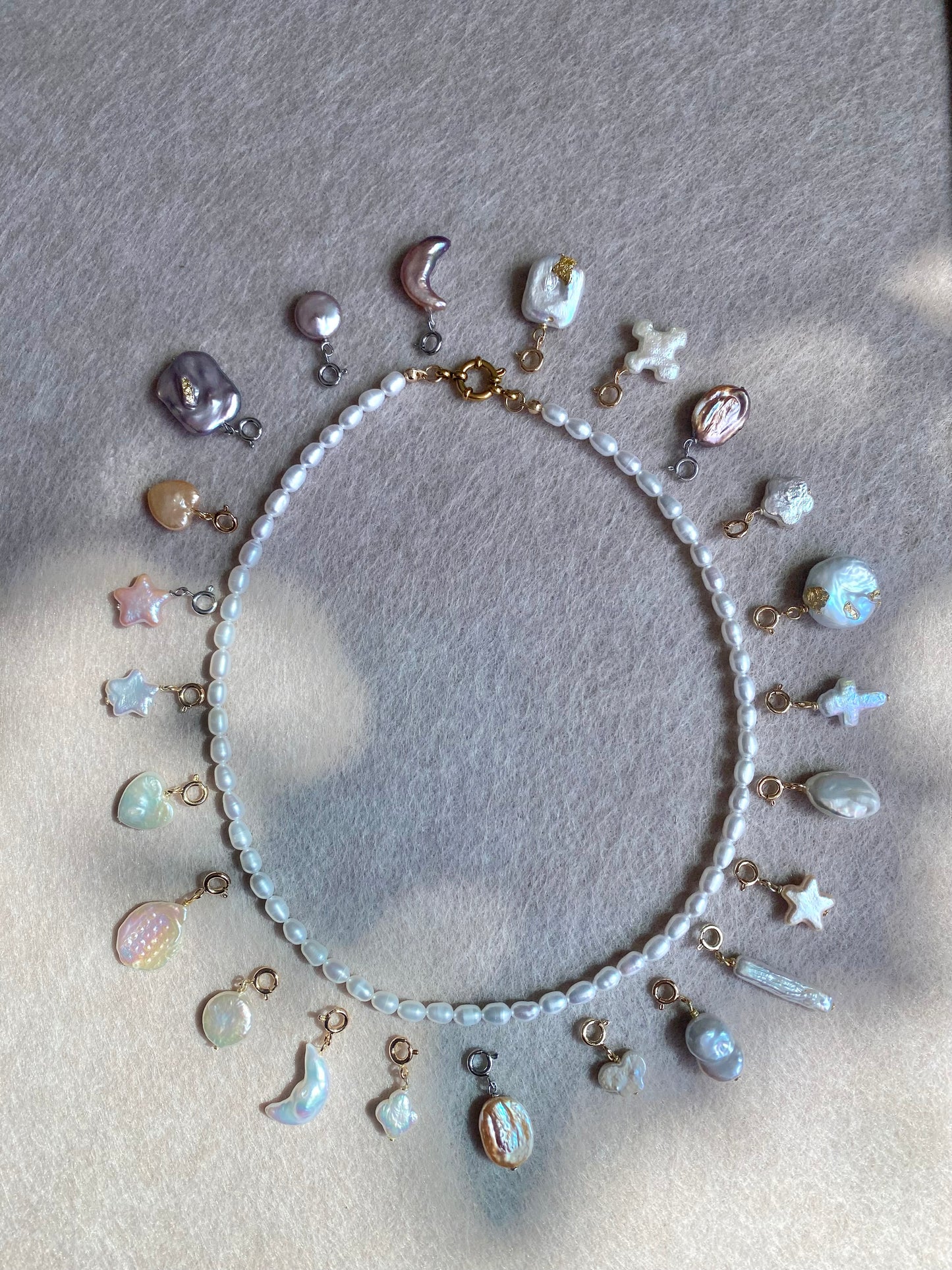 Custom Pearl Charm Necklace  Interchangeable Handmade Baroque Pearl Pendants Multi-Use Charms for Necklace, Bracelet, Anklet, Hair Clip