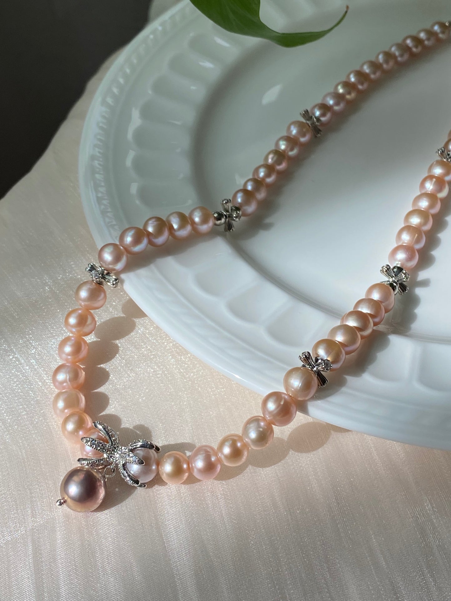 Natural freshwater pearls with edison purple pearl dangle cross spacer multiple use necklace,gift for her,gift for him