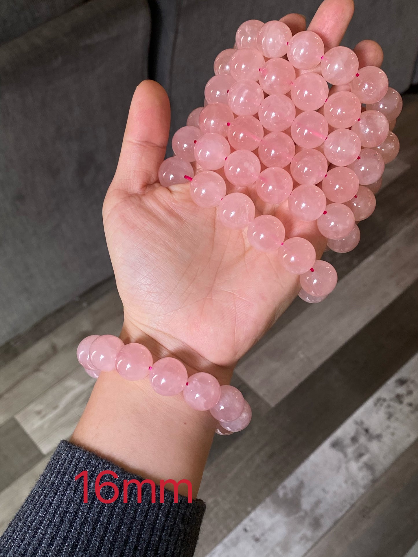 20mm Gym Huge size Natural Rose Quartz,pink crystal Round Bead Bracelet,gift for her sphere on wristen