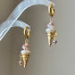 Strawberry Swirl Baroque Pearl Ice Cream Cone Earrings, Handmade Fun Statement Jewelry Summer Gift, Whimsical Pearl Earrings, Unique Earring