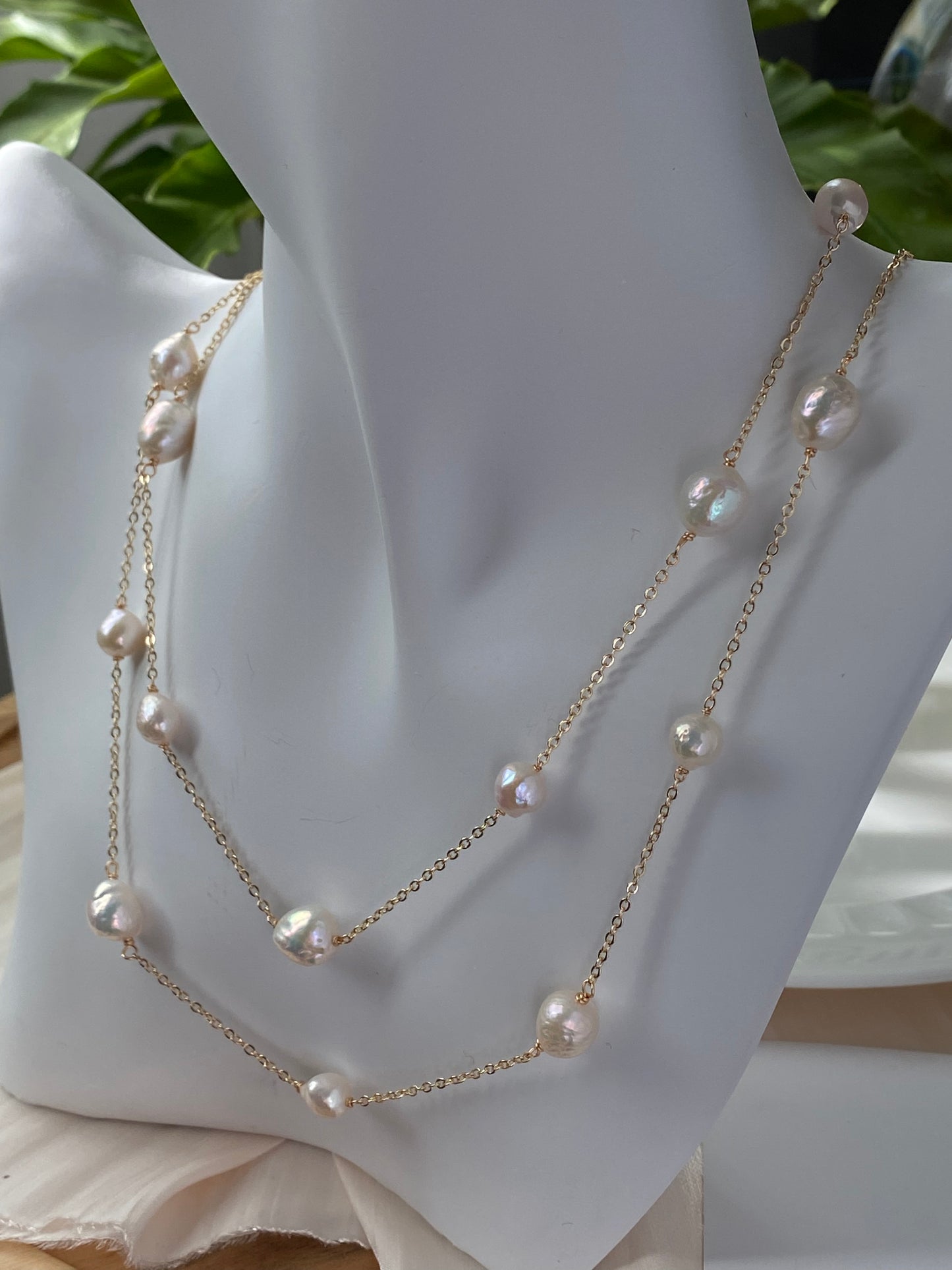 freshwater Starry Cascade baroque Pearl Necklace - Versatile Elegance with Multiple Styling Options