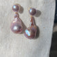 Versatile Purple Baroque Pearl Earrings | Dual-Wear Love Symbol Studs | Fashionable Daily Accessory