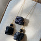 Raw Black Tourmaline Necklace and Earring Set - Protective Energy Healing Crystal Jewelry