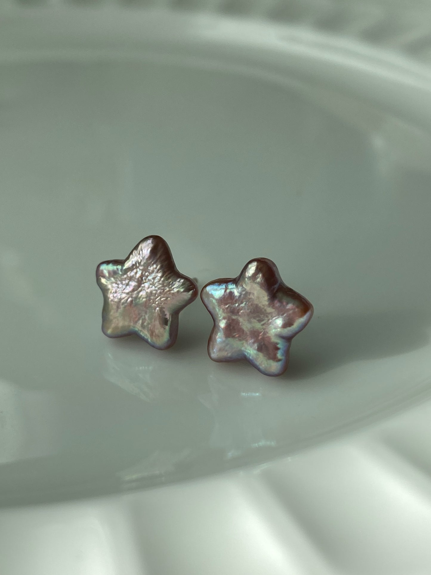 Whispers of Dream Natural baroque star,butterfly,lucky clover,heart sterling silver stud earring