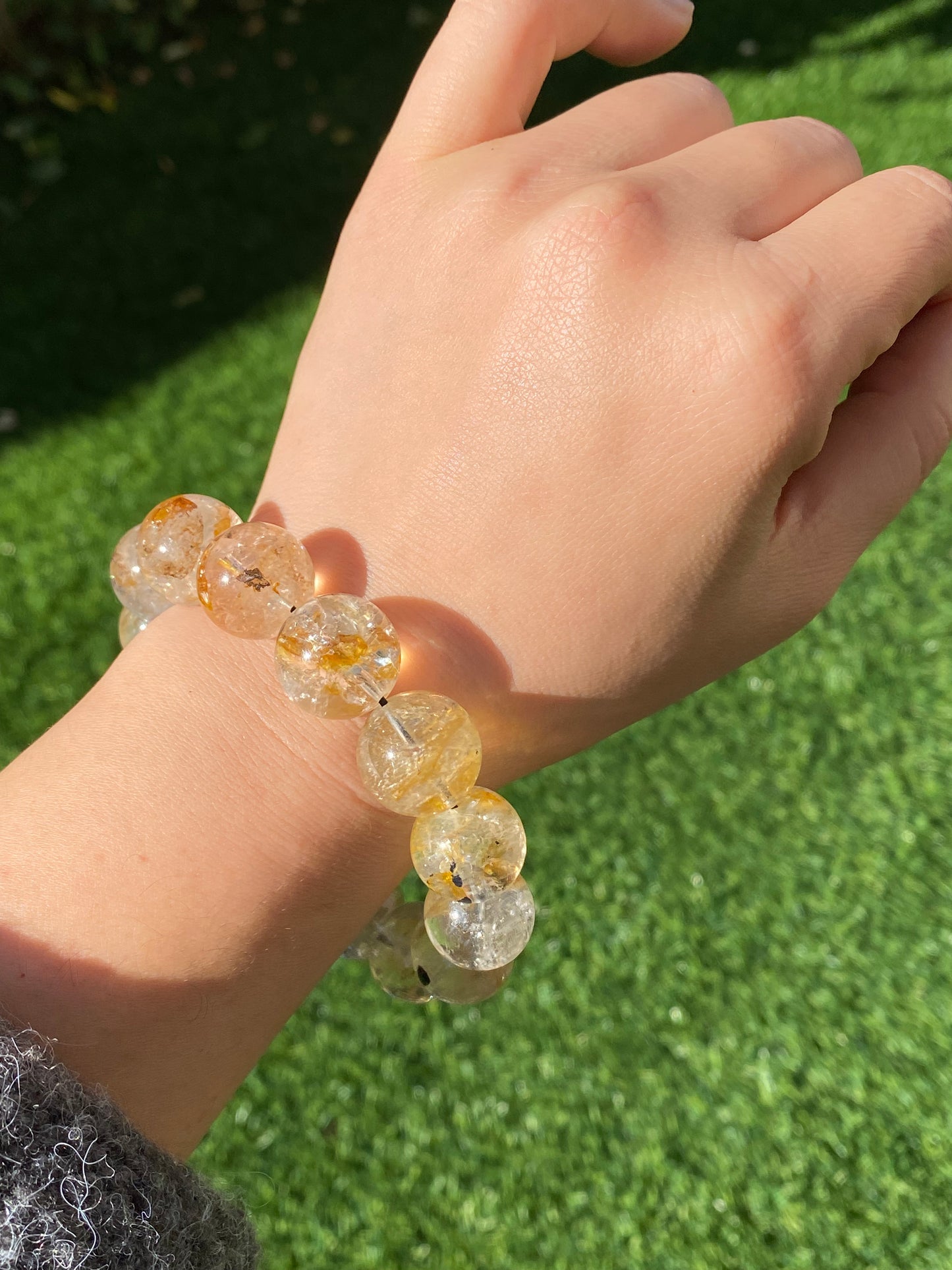 Jumbo size Natural Meditation Skeletal Herkimer Diamond sparkling smooth round bead bracelet-gift for him,gift for her