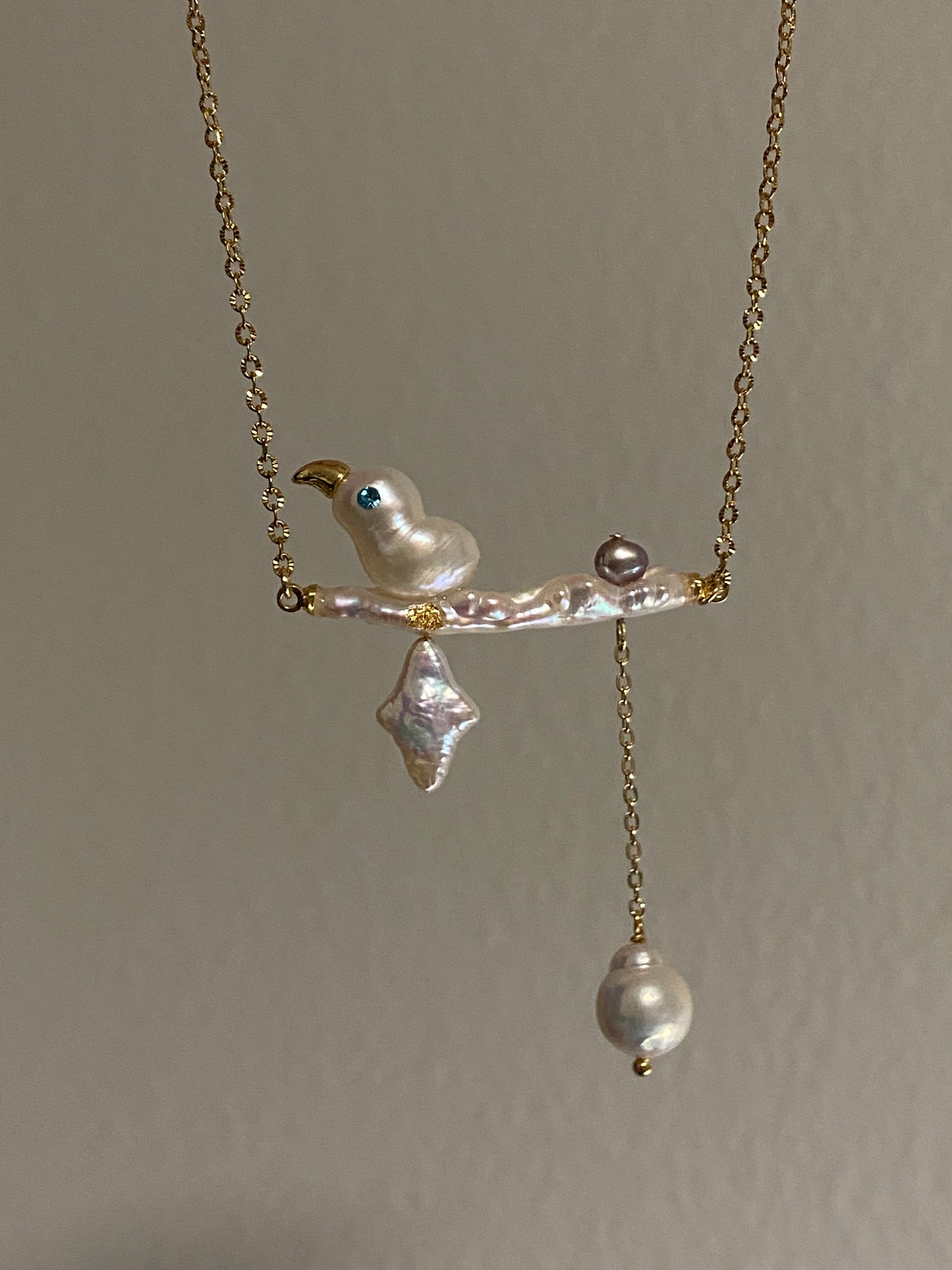 Handmade Nature-Inspired Baroque Pearl Bird Pendant Necklace Unique Gift for Bird Lovers  Whimsical Forest Fairy Pearl Jewelry gift for her
