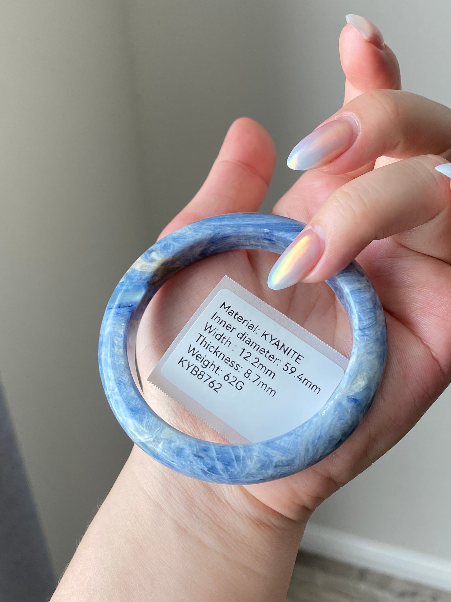 Natural blue and white spiritual and mental healing Kyanite Bangle- Throat and Third Eye Chakras