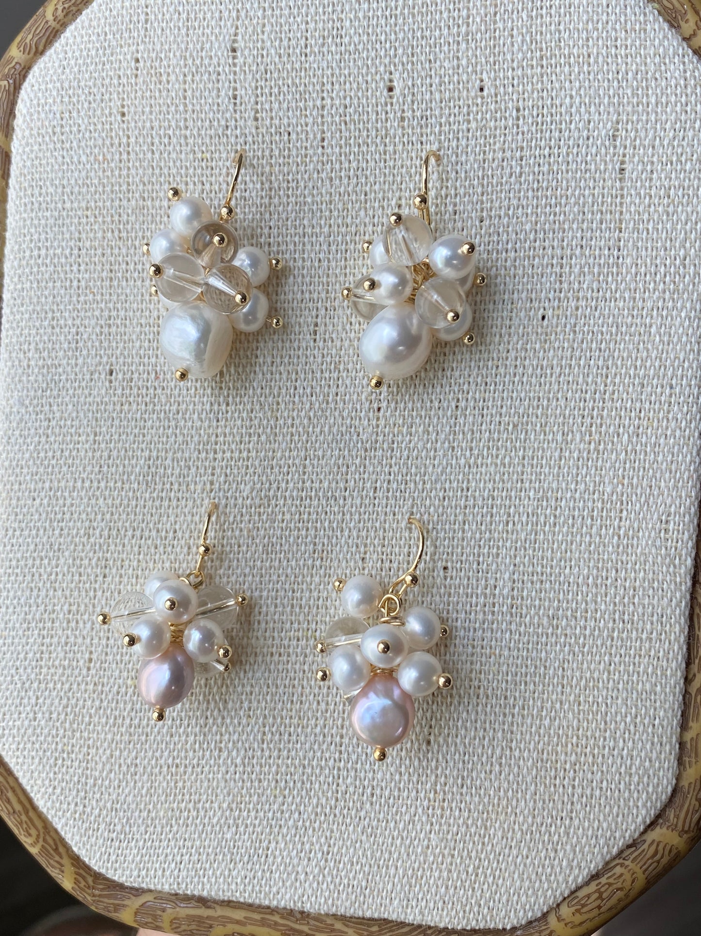 Freshwater pearls with white crystal fire work dangle earrling,holiday gift,christmas gift