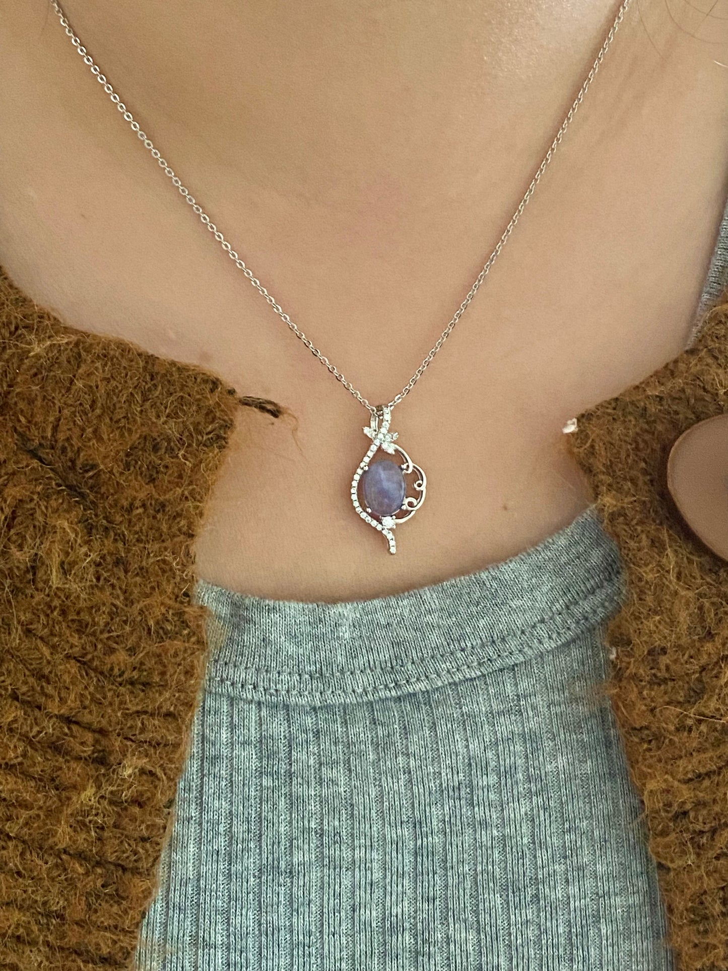 Elegant Natural Tanzanite and Sterling Silver Pendant Necklace - Timeless Luxury Accessory