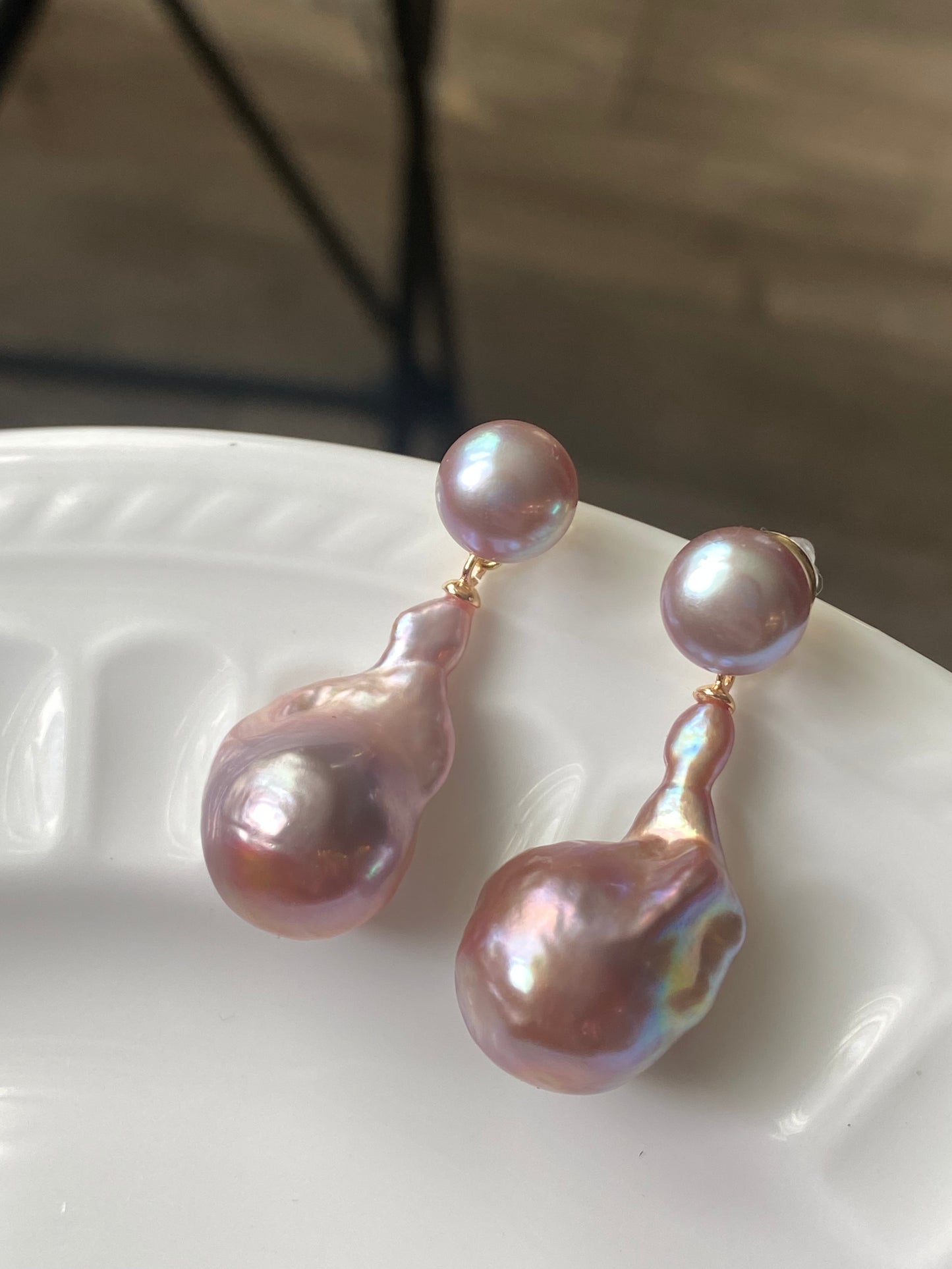 Versatile Purple Baroque Pearl Earrings | Dual-Wear Love Symbol Studs | Fashionable Daily Accessory