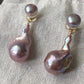 Versatile Purple Baroque Pearl Earrings | Dual-Wear Love Symbol Studs | Fashionable Daily Accessory