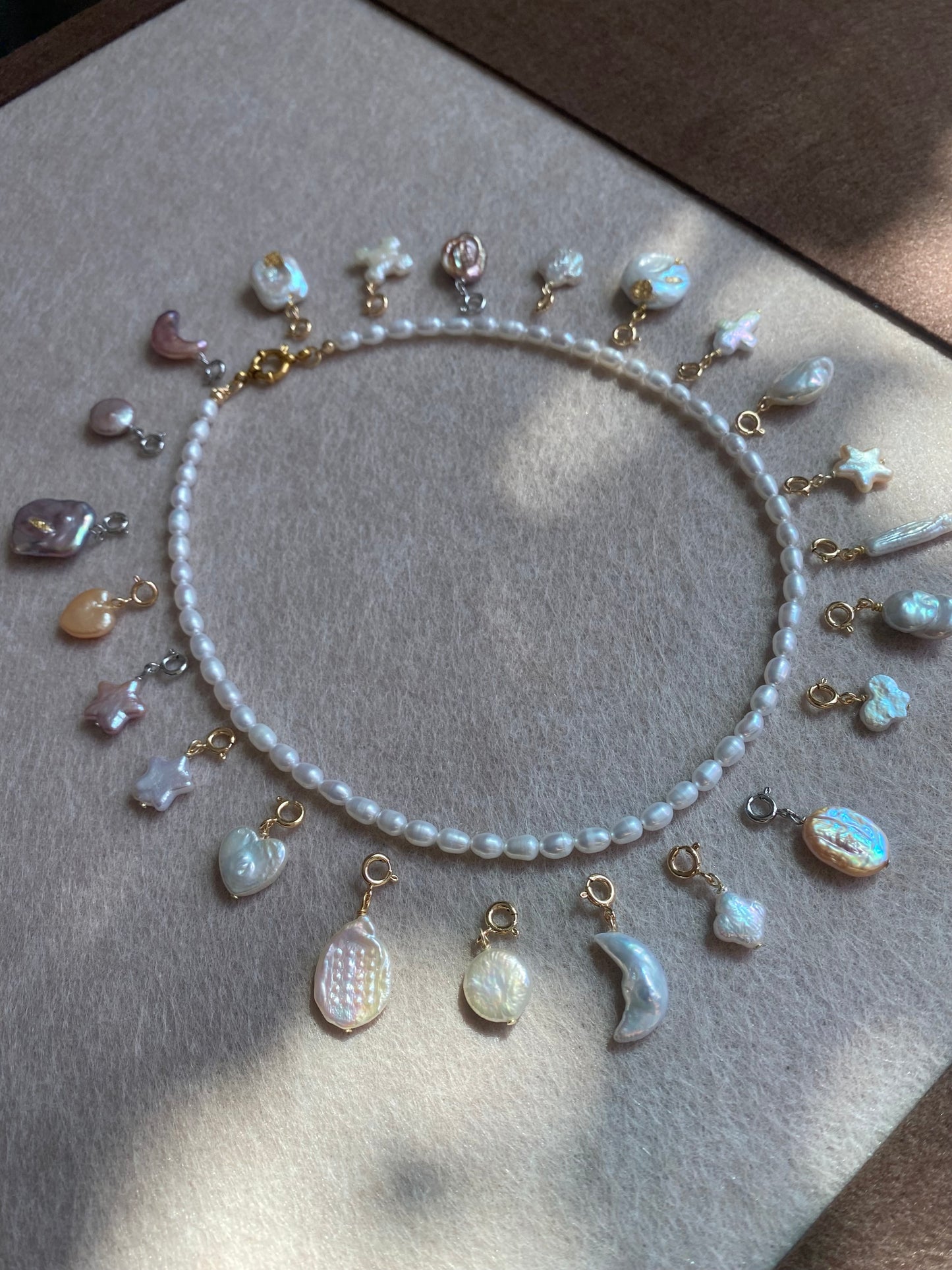 Custom Pearl Charm Necklace  Interchangeable Handmade Baroque Pearl Pendants Multi-Use Charms for Necklace, Bracelet, Anklet, Hair Clip