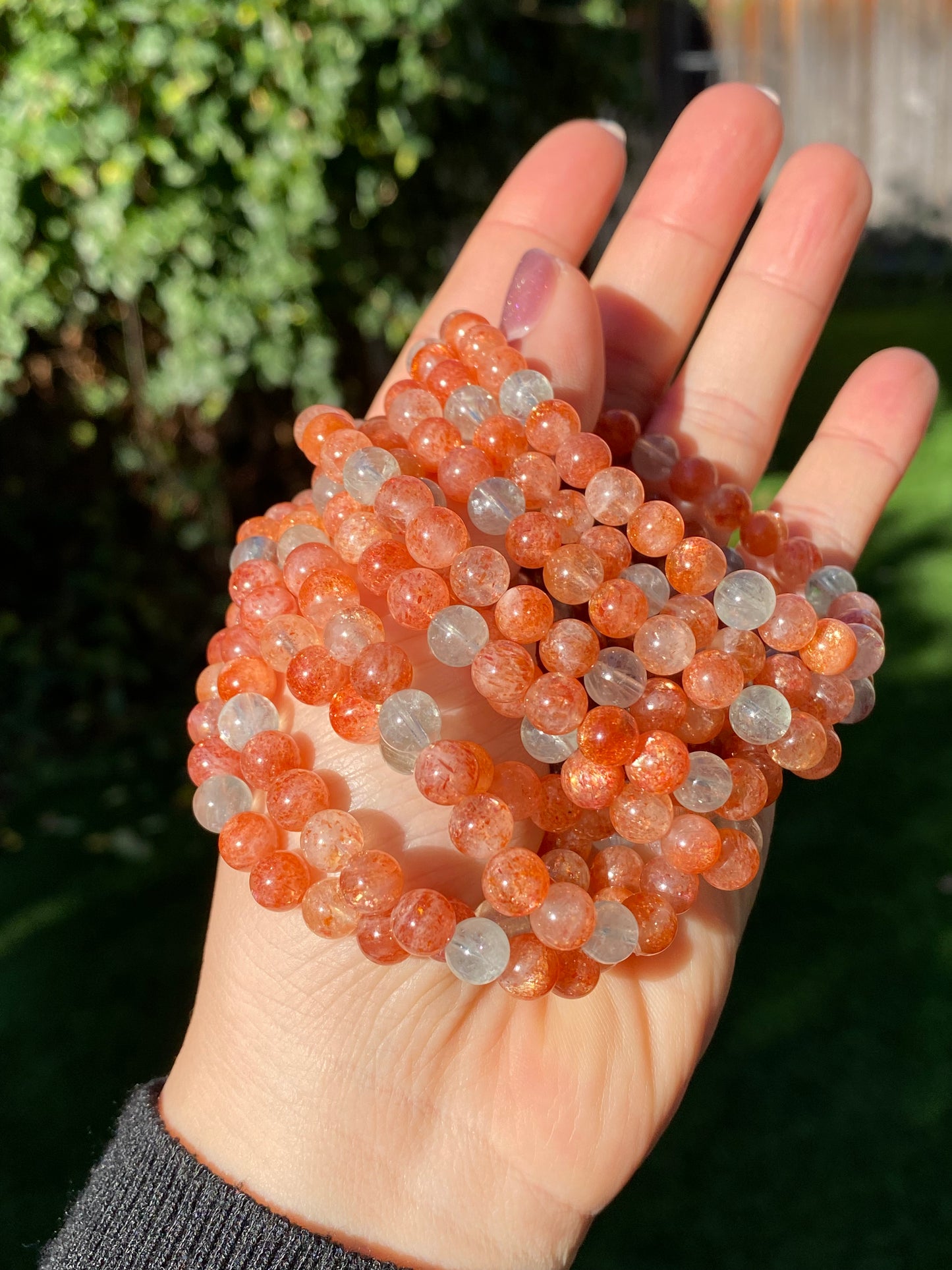 Natural Arusha Sunstone super shinning Fire Smoothie Round Bangle Bracelet-Radiate Positive Energy and Joy