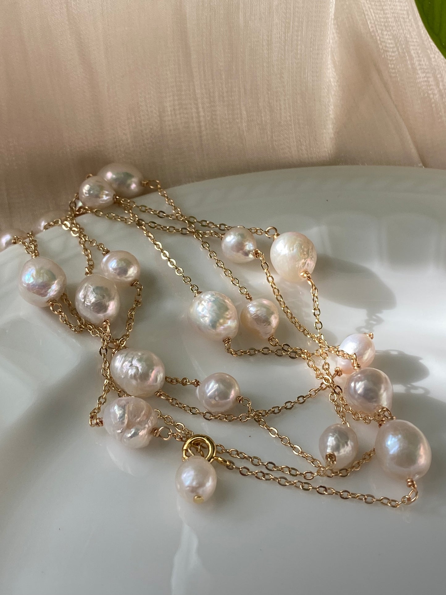 freshwater Starry Cascade baroque Pearl Necklace - Versatile Elegance with Multiple Styling Options