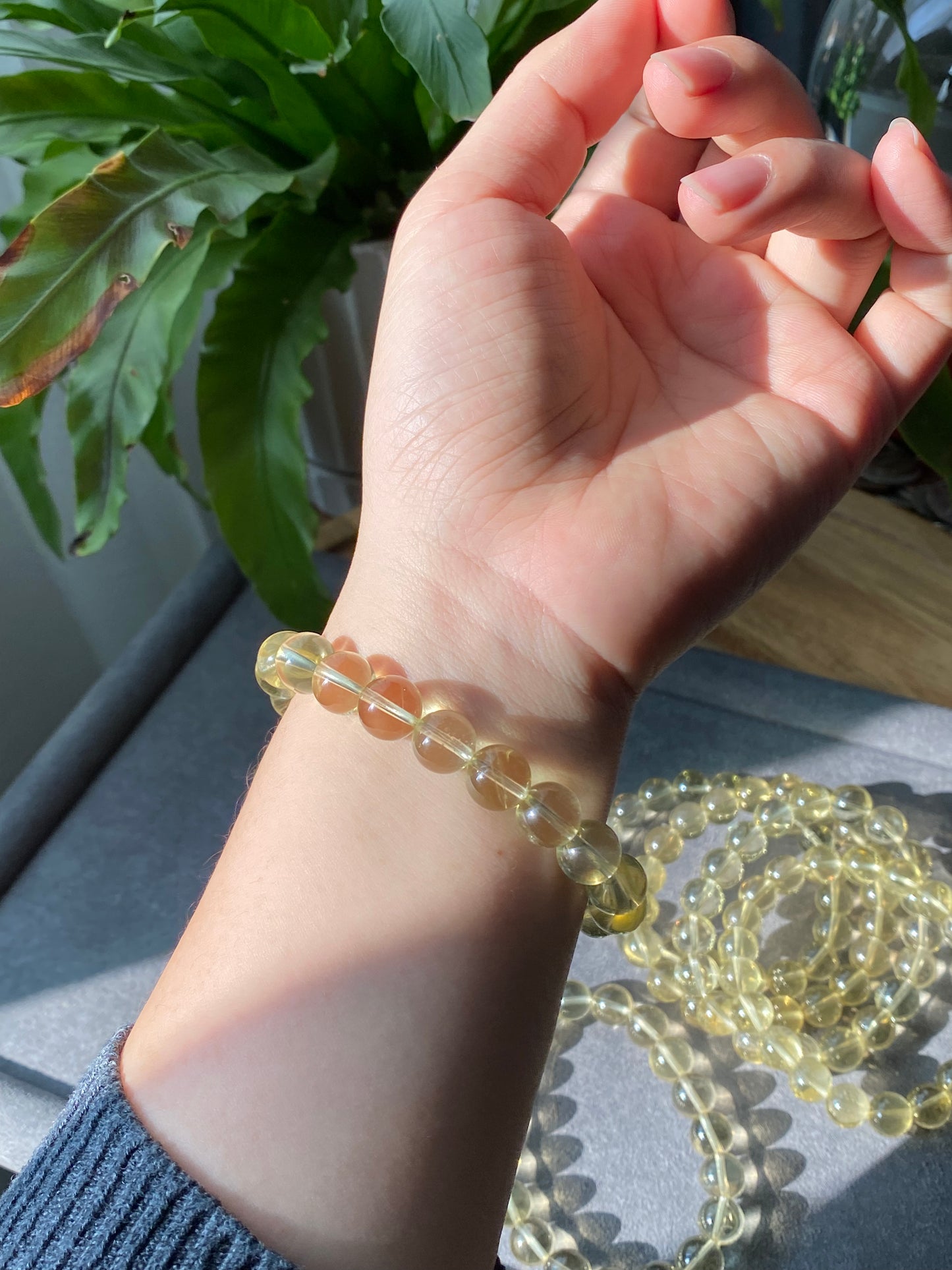 10MM Natural smooth round citrine Bead Bracelet | Wealth Attraction & Positivity | Energizing Jewelry