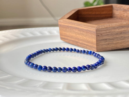 Natural  High Grade Lapis Lazuli Crystal Bracelet | Physical Healing and Pain Relief | Minimalism Bracelet | Small Gemstone Bead bracelet