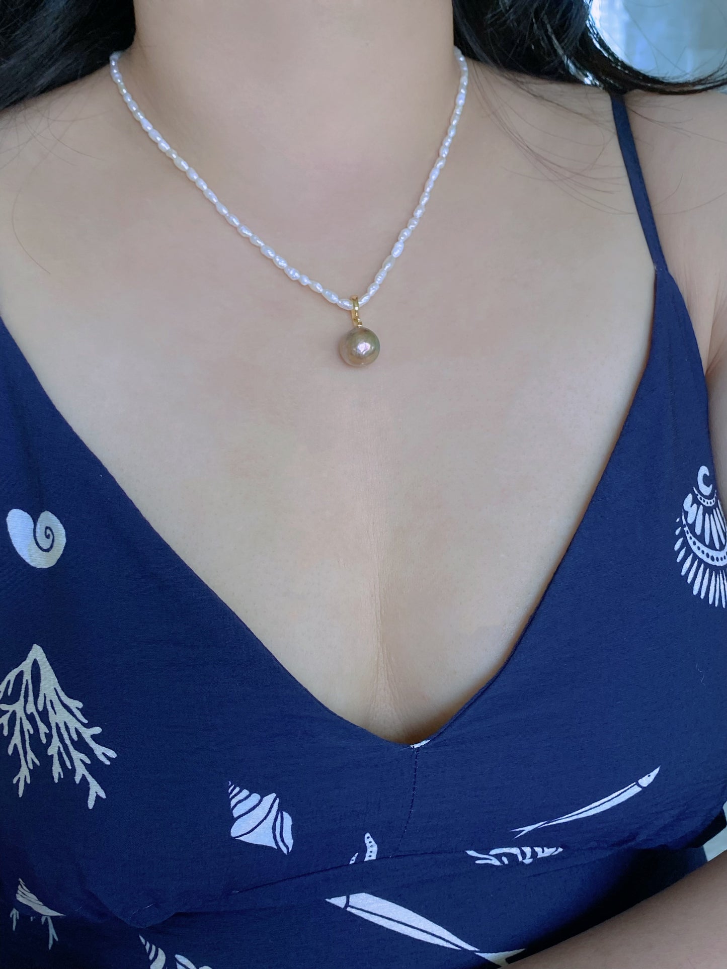 Removable Baroque Pearl Drop Choker – Handmade Freshwater Pearl Necklace
