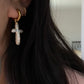 cross pearl removal earring