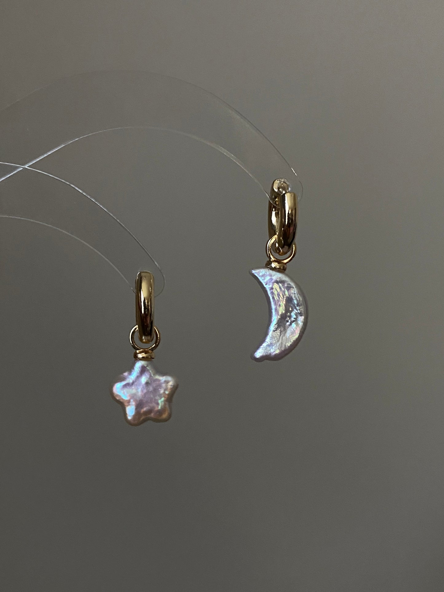 Freshwater pearls baroque star and moon shape studd dangle earring,multiple use pendant,gift for her,christmas gift