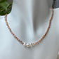 Natural Metal pink purle baroque white petal pearl necklace/Pearl choker Adjustable length necklace