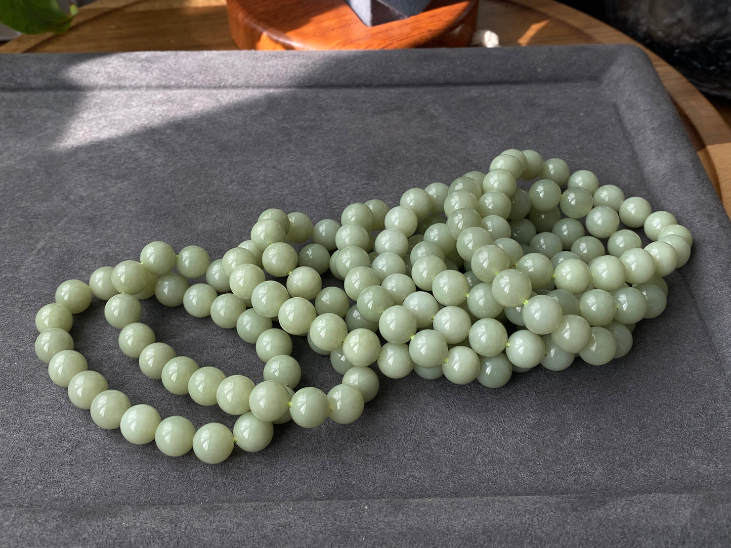 Natural Green & Yellow Jadeite smooth round Jade Bracelet | White Jade Healing Properties | Serene Energy Jewelry