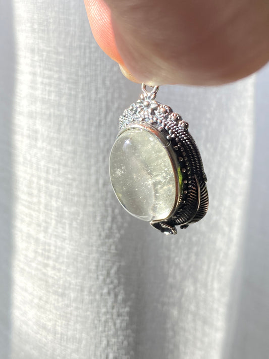 Libyan Desert Glass Pendant - Sterling Silver Healing Crystal Elegance