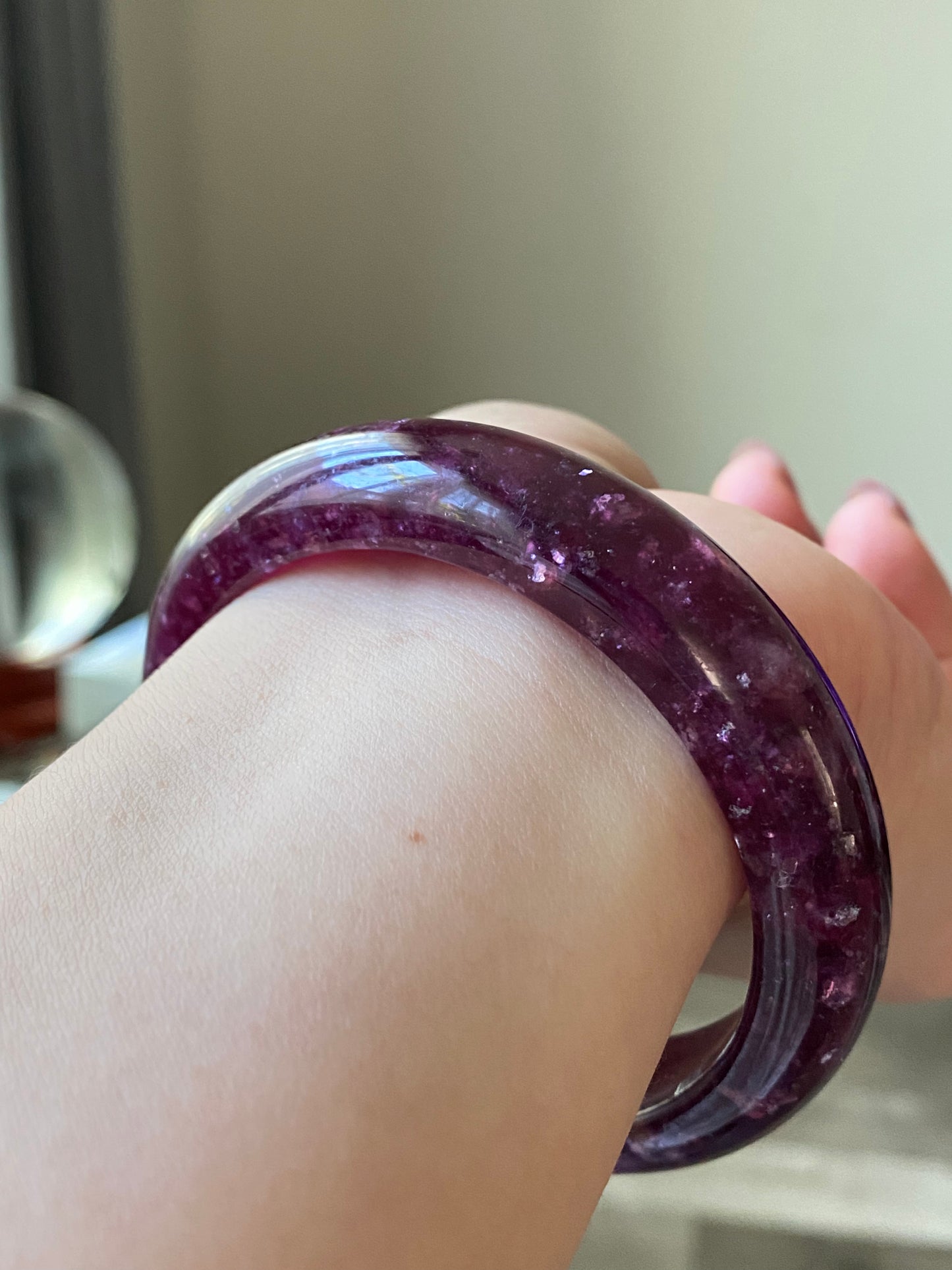 Handcrafted  Super Flash  Natural Lepidolite Bangle Bracelet - Balance Your Spirit and Style