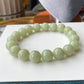 Natural Green & Yellow Jadeite smooth round Jade Bracelet | White Jade Healing Properties | Serene Energy Jewelry