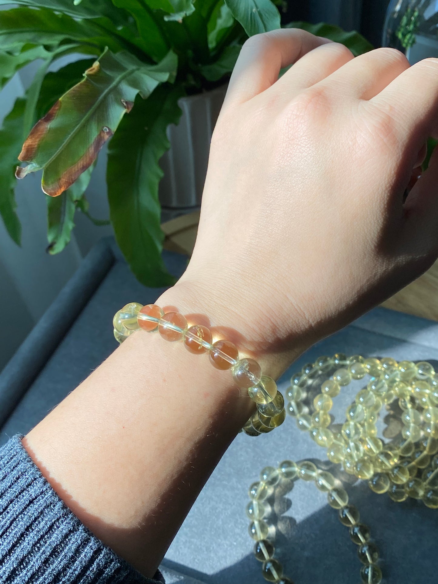 10MM Natural smooth round citrine Bead Bracelet | Wealth Attraction & Positivity | Energizing Jewelry