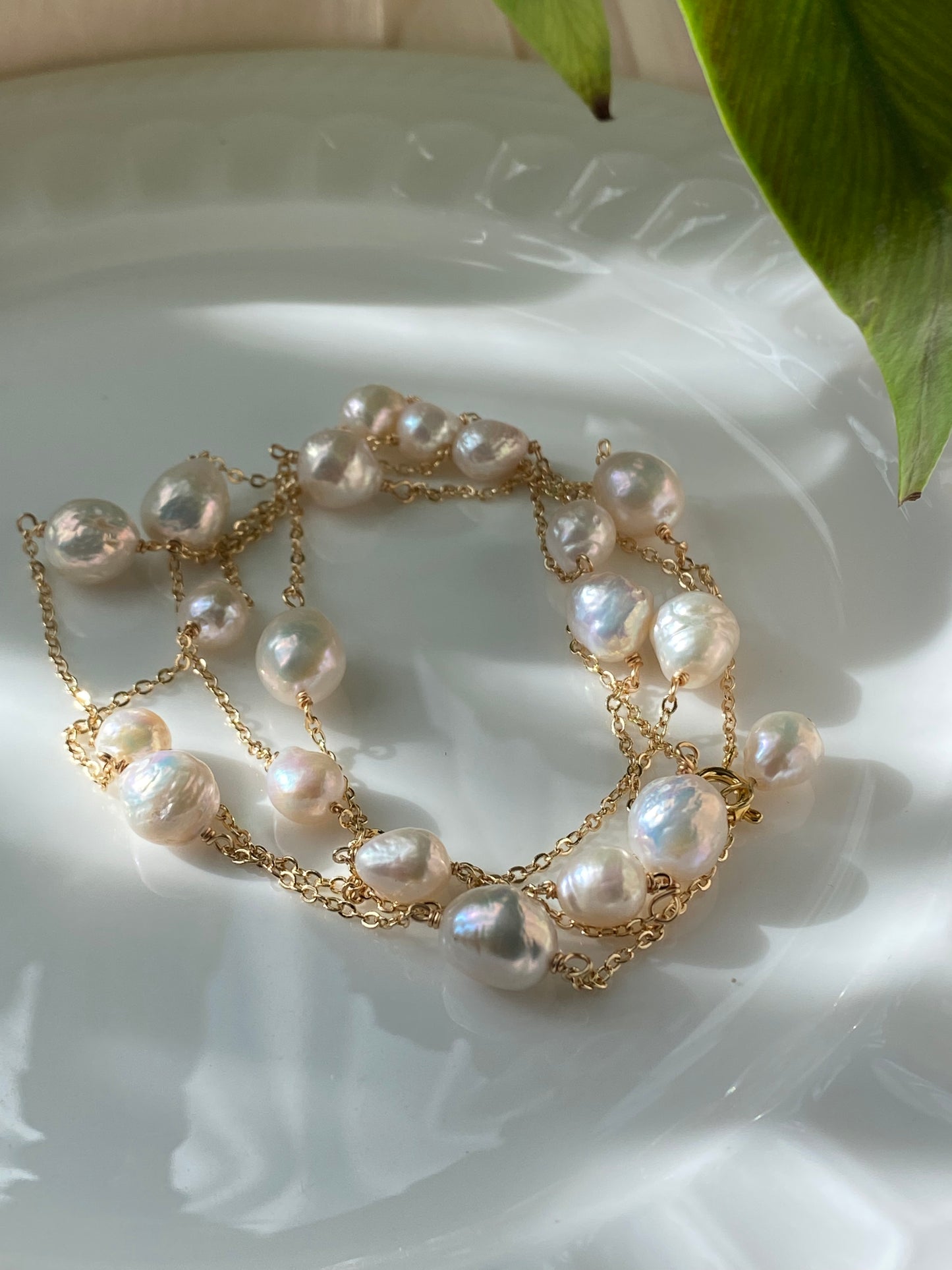 freshwater Starry Cascade baroque Pearl Necklace - Versatile Elegance with Multiple Styling Options