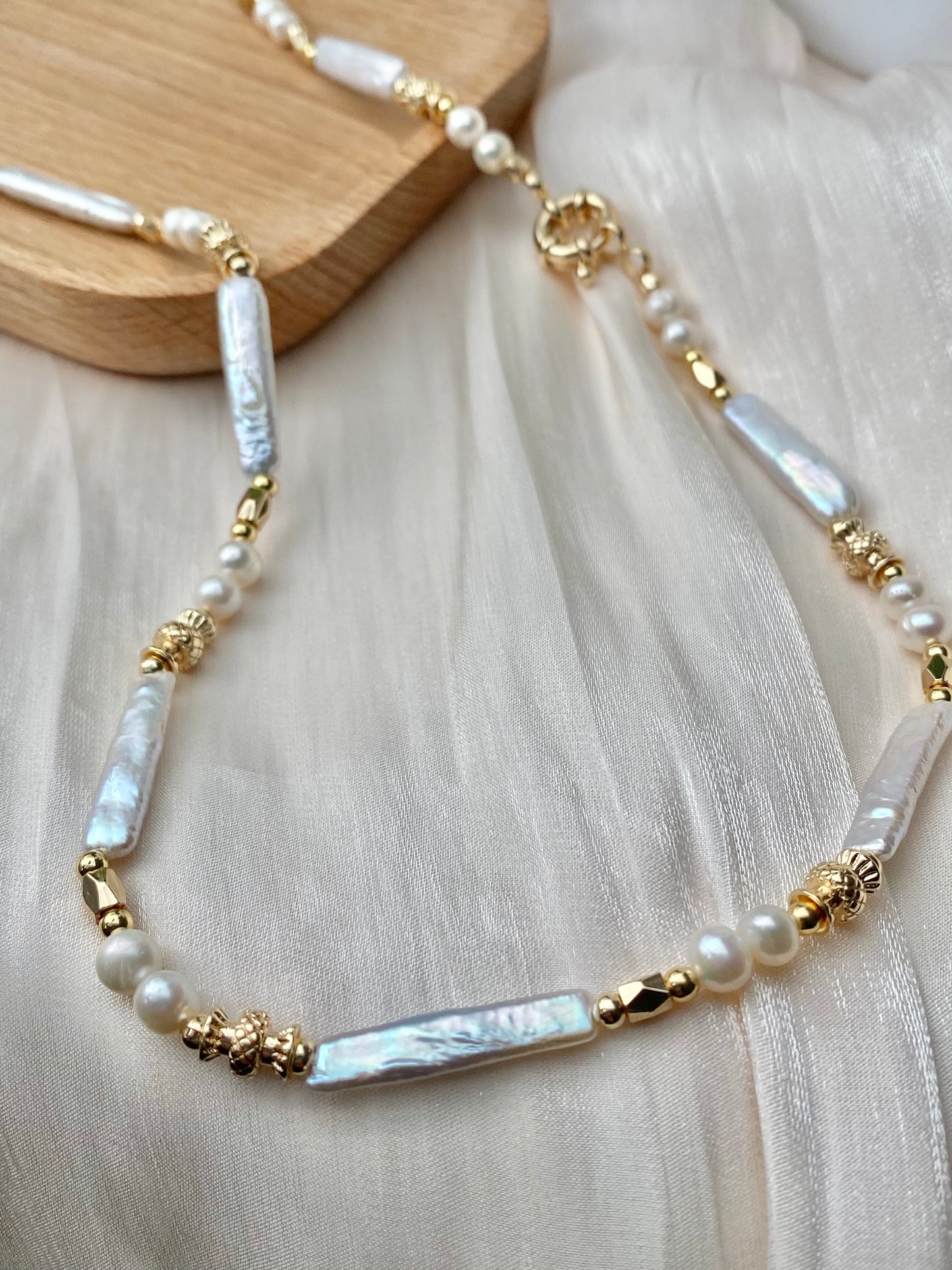 Natural freshwater baroque stick pearl,biwa pearl everyday use necklace,gift for her,christmas gift