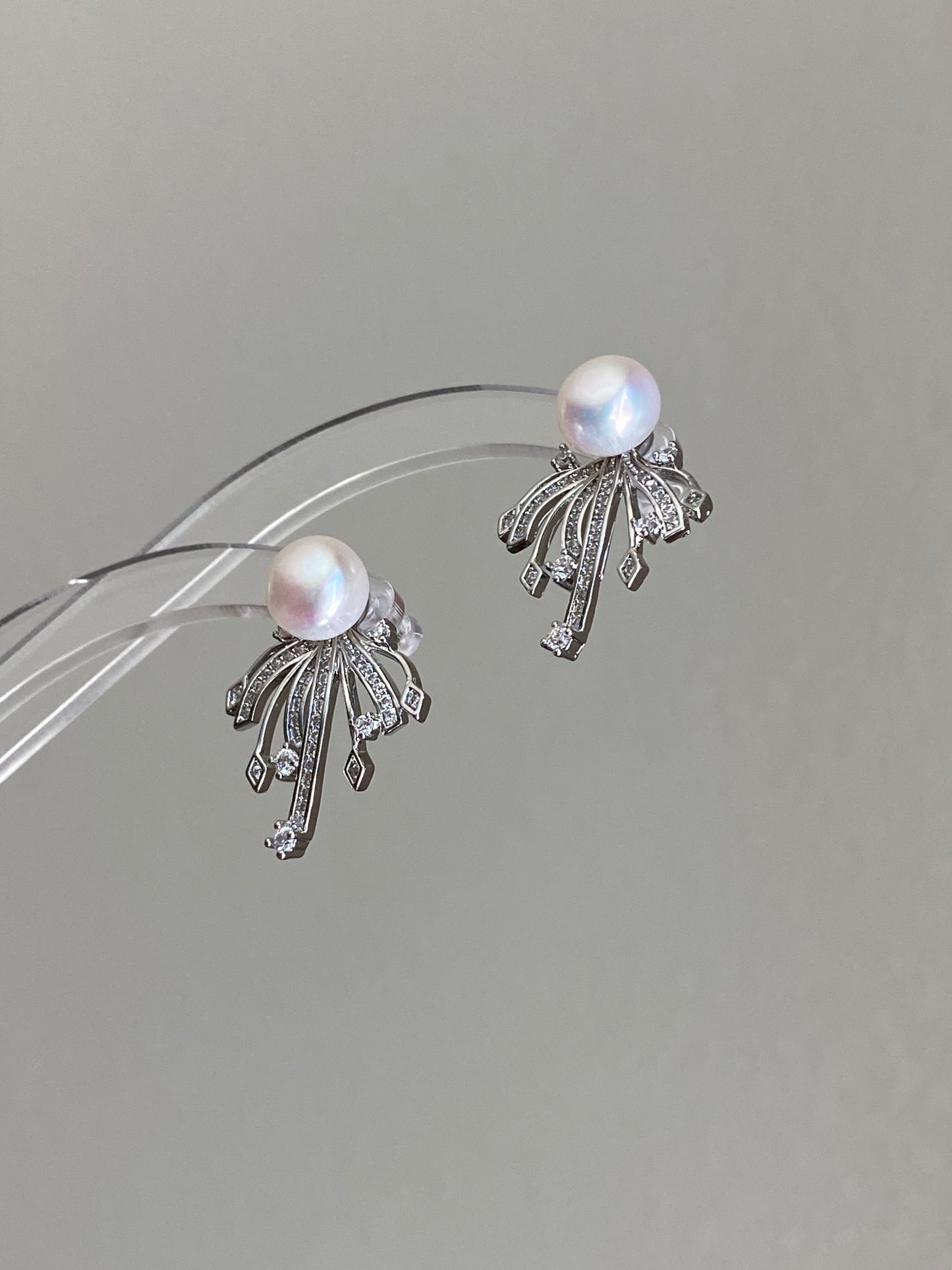 Convertible Pearl Firework Earrings 2 in 1 Sparkling Detachable Studs