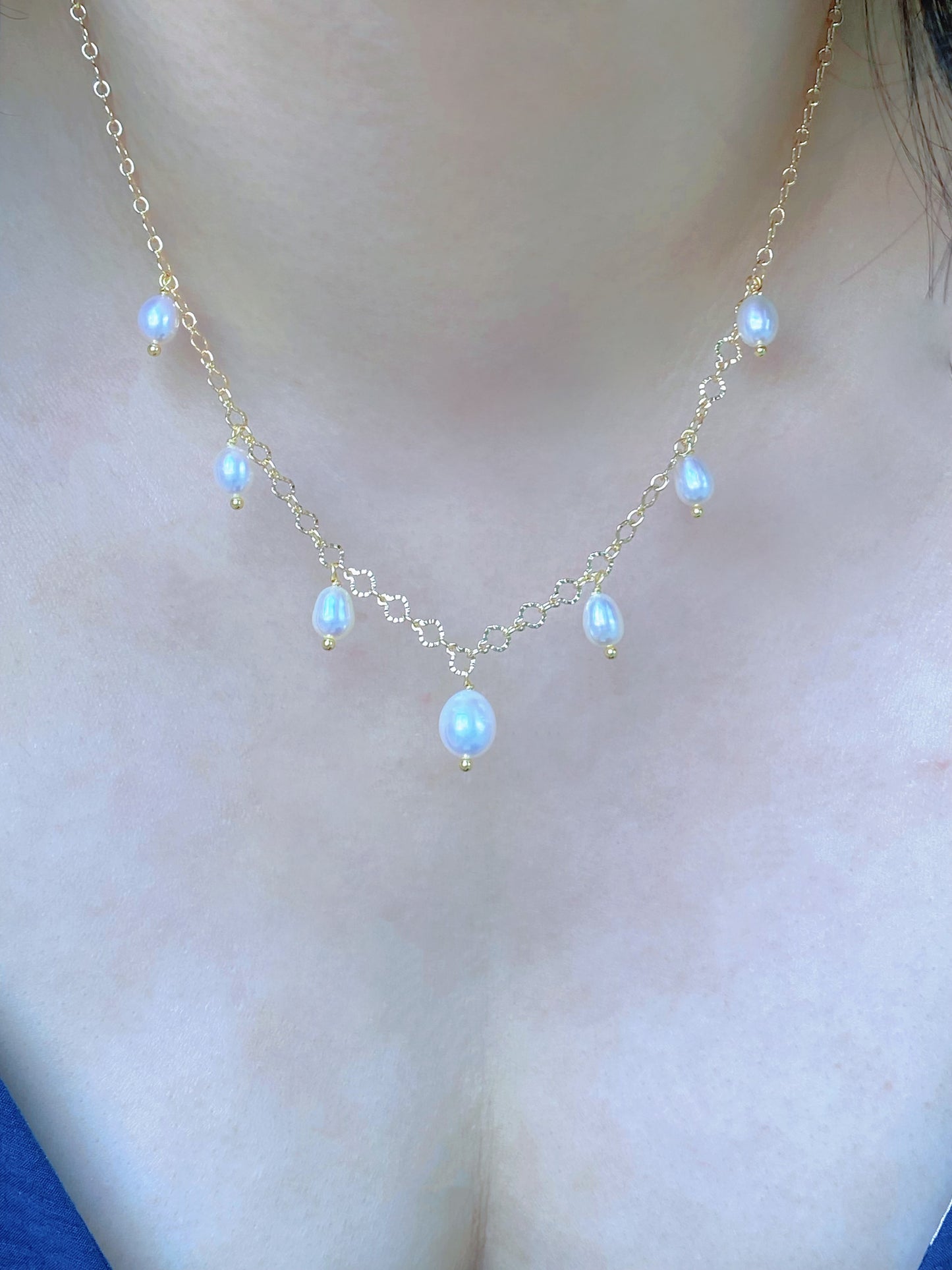 Princess Lace Pearl Necklace  Dainty Freshwater Pearl Drop Necklace Elegant Romantic Gold Choker  Handmade Bridal Jewelry Gift for Her