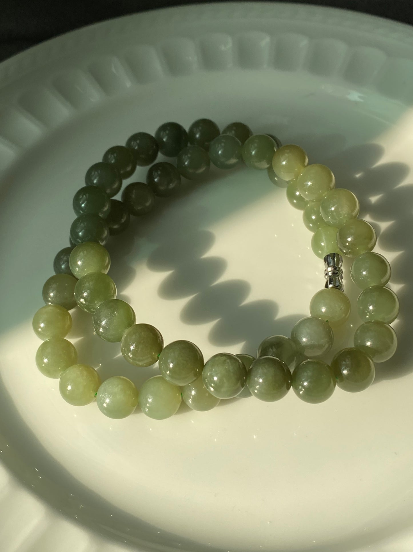 High Grade Natural Lake Green Smooth Round Jade Bead Necklace 9mm | Lucky | birthdays Gift|  anniversaries gift